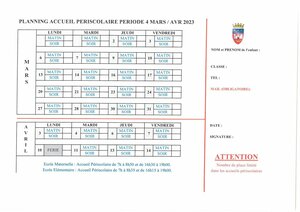 Ouverture des inscriptions pour l'accueil périscolaire Mars - Avril 2023